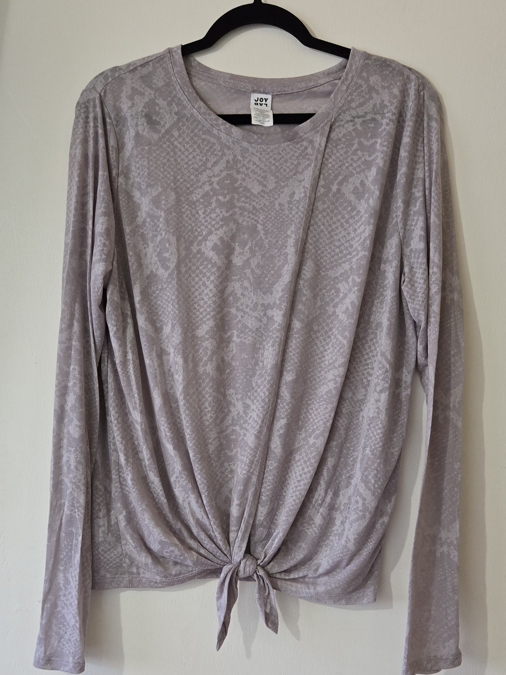 JoyLab Lilac Tie-Front Work Out Long Sleeve Tee
